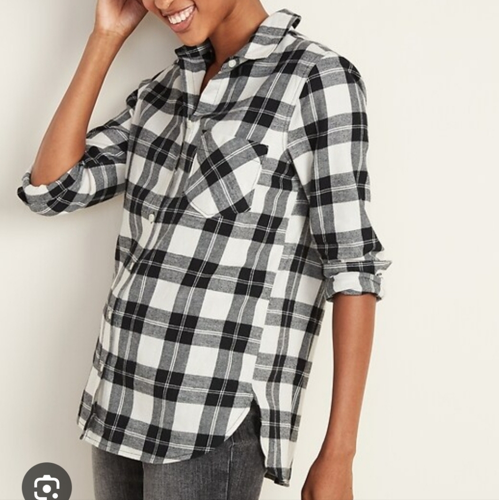 Old Navy Womens The Classic Shirt Button Down Plaid Flannel Size XXL NWT